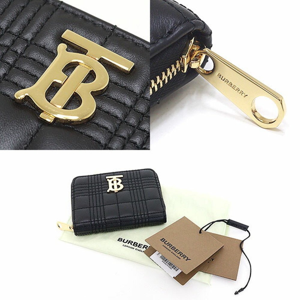 Burberry Lola Zip Wallet Black Lambskin 8049292 Quilted Bi-fold - Picture 3 of 3